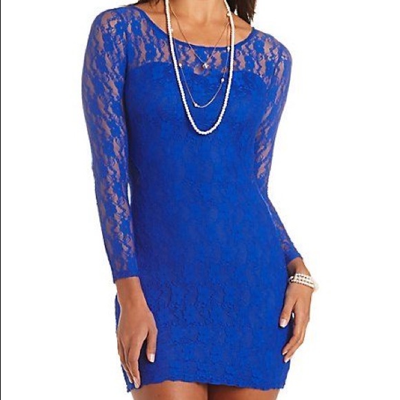 Charlotte Russe Dresses | Blue Lace Body Con Dress | Color: Blue | Size: Xs | Juliannacrisa's Closet